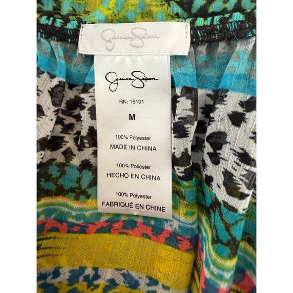 Jessica Simpson Swim Cover Up Boho Off Shoulder Leopard Stripe Medium - Picture 4 of 4